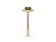 Cushion Cut Pave Halo Engagement Ring Setting for a Fancy Green Lab-Grown Diamond | Pave Band | Yellow Gold
