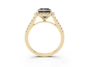 Princess Cut Halo Engagement Ring Setting for a Black Center | Pavé Shoulders | Yellow Gold