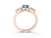 Cushion Cut Cluster Side Stone Engagement Ring Setting for a Fancy Blue Lab-Grown Diamond | Plain Band | Rose Gold