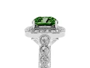 Cushion Cut Graduated Milgrain Halo Engagement Ring Setting for a Fancy Green Lab-Grown Diamond | Platinum