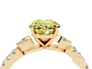 Oval Leaf Pavé Engagement Ring Setting for a Fancy Yellow Lab-Grown Diamond | Yellow Gold