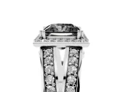 Princess Cut Halo Engagement Ring Setting for a Black Center | Pavé Split Shank | Sterling Silver