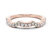 Round Lab-Grown Diamond Double Dip Curved Pavé Wedding Band | Scalloped Top | Rose Gold