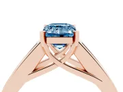 Emerald Cut Channel-Set Engagement Ring Setting for a Fancy Blue Lab-Grown Diamond | Rose Gold