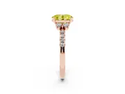 Oval Side Stone Engagement Ring Setting for a Fancy Yellow Lab-Grown Diamond | Pave Band | Rose Gold