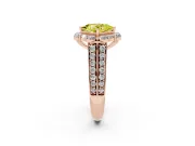 Fancy Yellow Princess Cut Diamond Halo Engagement Ring Set in Rose gold with Split Shank and Prong Setting