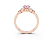 Fancy Pink Oval Cut Diamond Solitaire Floral Ring Set in Rose gold with Marquise Petals and Prong Setting