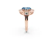 Oval Milgrain Sectioned Halo Engagement Ring Setting for a Fancy Blue Lab-Grown Diamond | Rose Gold
