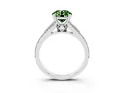 Round Split Shank Engagement Ring Setting for a Fancy Green Lab-Grown Diamond | Pave Band | Sterling Silver