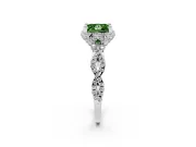 Princess Cut Milgrain Halo Engagement Ring Setting for a Fancy Green Lab-Grown Diamond | Graduated Shoulders | Platinum