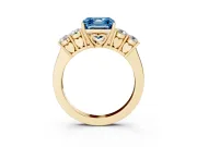 Asscher Cut 5 Stone Engagement Ring Setting for a Fancy Blue Lab-Grown Diamond | Yellow Gold