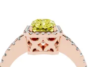 Radiant Cut Pave Halo Engagement Ring Setting for a Fancy Yellow Lab-Grown Diamond | Rose Gold