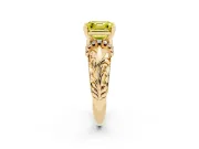 Fancy Yellow Asscher Cut Diamond Filigree Halo Engagement Ring Set in Yellow gold with Prong Setting