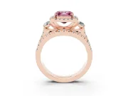 Asscher Cut Halo Split Shank Engagement Ring Setting for a Fancy Pink Lab-Grown Diamond | Round Side Stones | Rose Gold