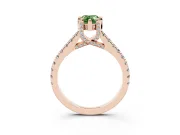 Pear-Shaped Hidden Halo Pave Engagement Ring Setting for a Fancy Green Lab-Grown Diamond | Claw Prongs | Rose Gold
