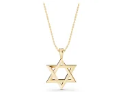 Interlaced Star of David Pendant Necklace | Bevelled Edges | Yellow Gold