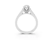 Marquise Graduated Pavé Solitaire Engagement Ring Setting | Wide Pavé Row Band | White Gold