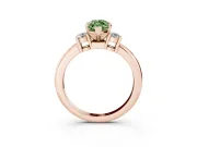 Fancy Green Three-Stone Marquise Cut Diamond Ring Set in Rose gold with Prong Setting and Plain Band