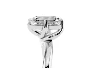 Emerald Cut Bypass Solitaire Engagement Ring Setting | Plain Polished Band | Sterling Silver