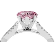 Fancy Pink Heart Cut Diamond Solitaire Engagement Ring Set in Silver with Twisted Pavé Band and Prong Setting