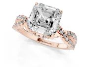 Asscher Cut Twisted Split Shank Pave Engagement Ring Setting | Pave Gallery | Rose Gold