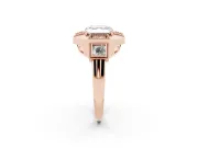 Asscher Cut Milgrain Sectioned Halo Engagement Ring Setting | Square-Framed Sides | Rose Gold