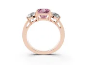 Princess Cut Three Stone Engagement Ring Setting for a Fancy Pink Lab-Grown Diamond | Wide Plain Band | Rose Gold