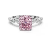 Radiant Cut Graduated Side Stone Engagement Ring Setting for a Fancy Pink Lab-Grown Diamond | Platinum