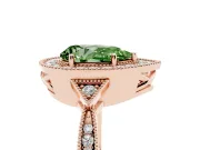 Pear-Shaped Milgrain Halo Engagement Ring Setting for a Fancy Green Lab-Grown Diamond | Graduated Pavé | Rose Gold