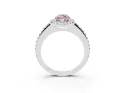 Marquise Pave Halo Engagement Ring Setting for a Fancy Pink Lab-Grown Diamond | Pave Band | Sterling Silver