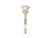 Radiant Cut Pavé Solitaire Engagement Ring Setting for a Fancy Pink Lab-Grown Diamond | Crossover Gallery | Yellow Gold