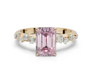Emerald Cut Graduated Solitaire Engagement Ring Setting for a Fancy Pink Lab-Grown Diamond | Yellow Gold