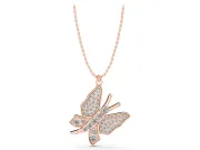 Round Lab-Grown Diamond Pavé Butterfly Pendant Necklace | Stone-Set Body | Rose Gold
