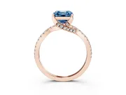 Asscher Cut Twisted Pave Engagement Ring Setting for a Fancy Blue Lab-Grown Diamond | Split Shank | Rose Gold