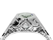 Marquise Vintage Bezel Engagement Ring Setting for a Fancy Green Lab-Grown Diamond | Engraved Band | White Gold