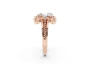 Pear Cut Diamond Twisted Band Solitaire Ring Set in Rose gold with Scroll Prongs