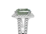 Asscher Cut Halo Split Shank Engagement Ring Setting for a Fancy Green Lab-Grown Diamond | Pavé Shoulders | Platinum
