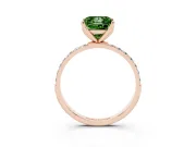 Princess Cut Pave Solitaire Engagement Ring Setting for a Fancy Green Lab-Grown Diamond | Slim Band | Rose Gold