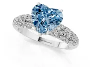Heart-Shaped Close Set Pave Engagement Ring Setting for a Fancy Blue Lab-Grown Diamond | Multi Row | Sterling Silver