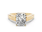 Radiant Cut Cathedral Solitaire Engagement Ring Setting | Tapered Band | Yellow Gold