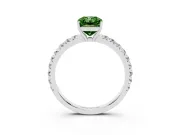 Radiant Cut Pave Solitaire Engagement Ring Setting for a Fancy Green Lab-Grown Diamond | Shared Prong Band | White Gold