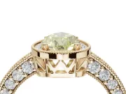 Pear-Shaped Milgrain Halo Engagement Ring Setting for a Fancy Yellow Lab-Grown Diamond | Wide Pavé Band | Yellow Gold