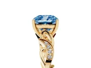 Cushion Cut Vine Engagement Ring Setting for a Fancy Blue Lab-Grown Diamond | Yellow Gold