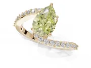 Pear-Shaped Bypass Pavé Engagement Ring Setting for a Fancy Yellow Lab-Grown Diamond | Yellow Gold
