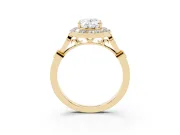 Oval Vintage Halo Engagement Ring Setting | Bezel Station Shoulders | Yellow Gold
