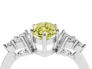 Marquise Cluster Side Stone Engagement Ring Setting for a Fancy Yellow Lab-Grown Diamond | Plain Band | Sterling Silver