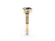Pear-Shaped Vintage Three Stone Engagement Ring Setting for a Black Center | Graduated Milgrain Pavé | Yellow Gold