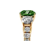 Cushion Cut Engagement Ring Setting for a Fancy Green Lab-Grown Diamond | Three Stone | Yellow Gold