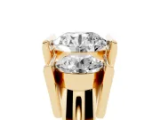 Round Cut Diamond Three-Stone Channel Set Ring Set in Yellow gold with Smooth Polished Band