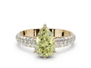 Pear-Shaped Domed Pavé Engagement Ring Setting for a Fancy Yellow Lab-Grown Diamond | Yellow Gold